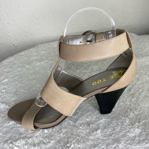 ME TOO Size 9 DIXIE BEIGE Gladiator Leather High Heel Sandal Open Toe Shoes - Picture 13 of 15